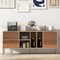 Natural Wood & Mirrored Buffet Cabinet with 2 Drawers, 1 Door, and 4 Open Compartments